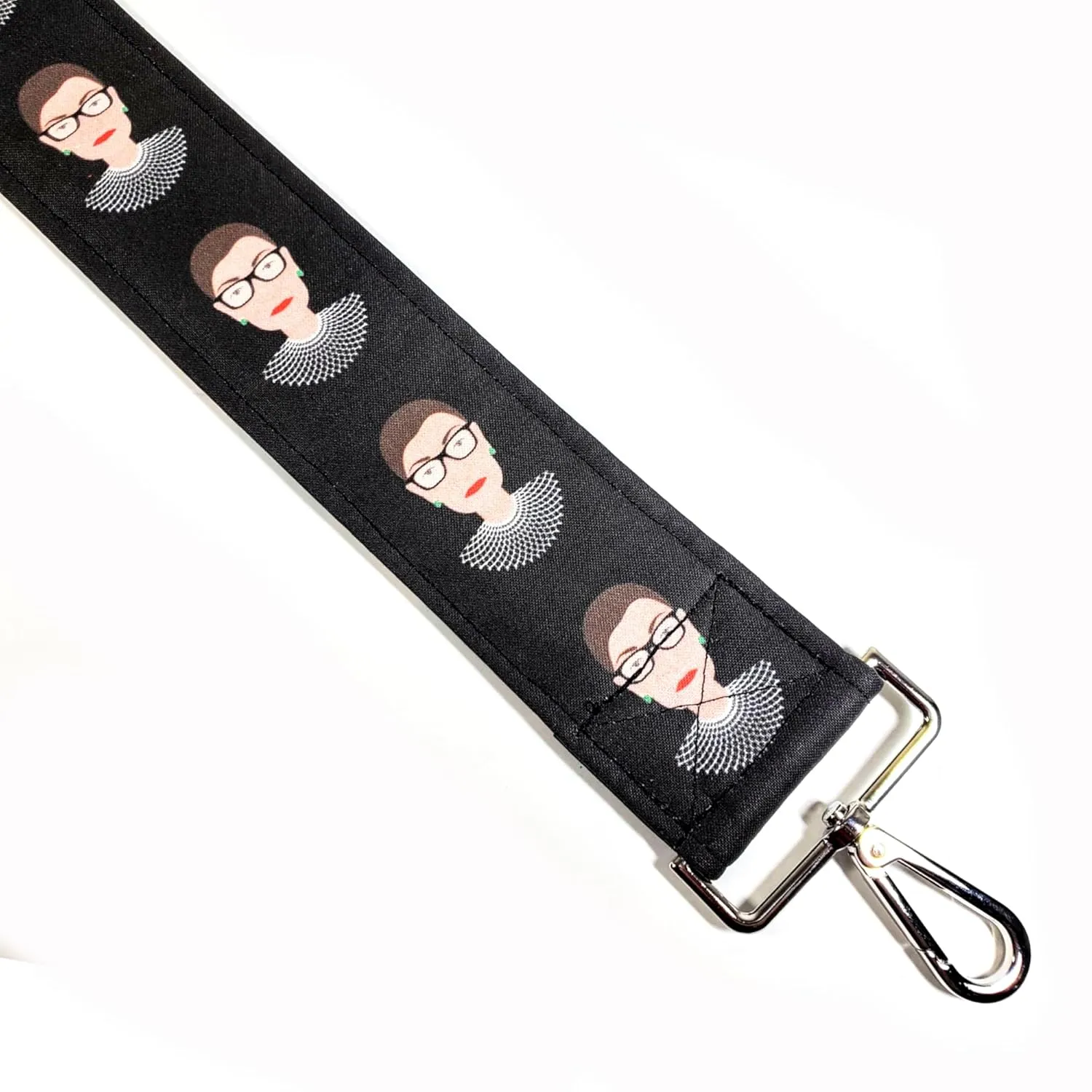 RBG Guitar Style Bag Strap - Ruth Bader Binsburg Notorious RBG Cross Body Strap - Custom Hardware Color- Adjustable -Double Padded-Durable- (2" Width, Gold)