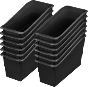 Really Good Stuff Book and Binder Storage Bins, Black, Set of 12 Home, Classroom, and Library Organization, Aesthetic Room Decor, School Supplies