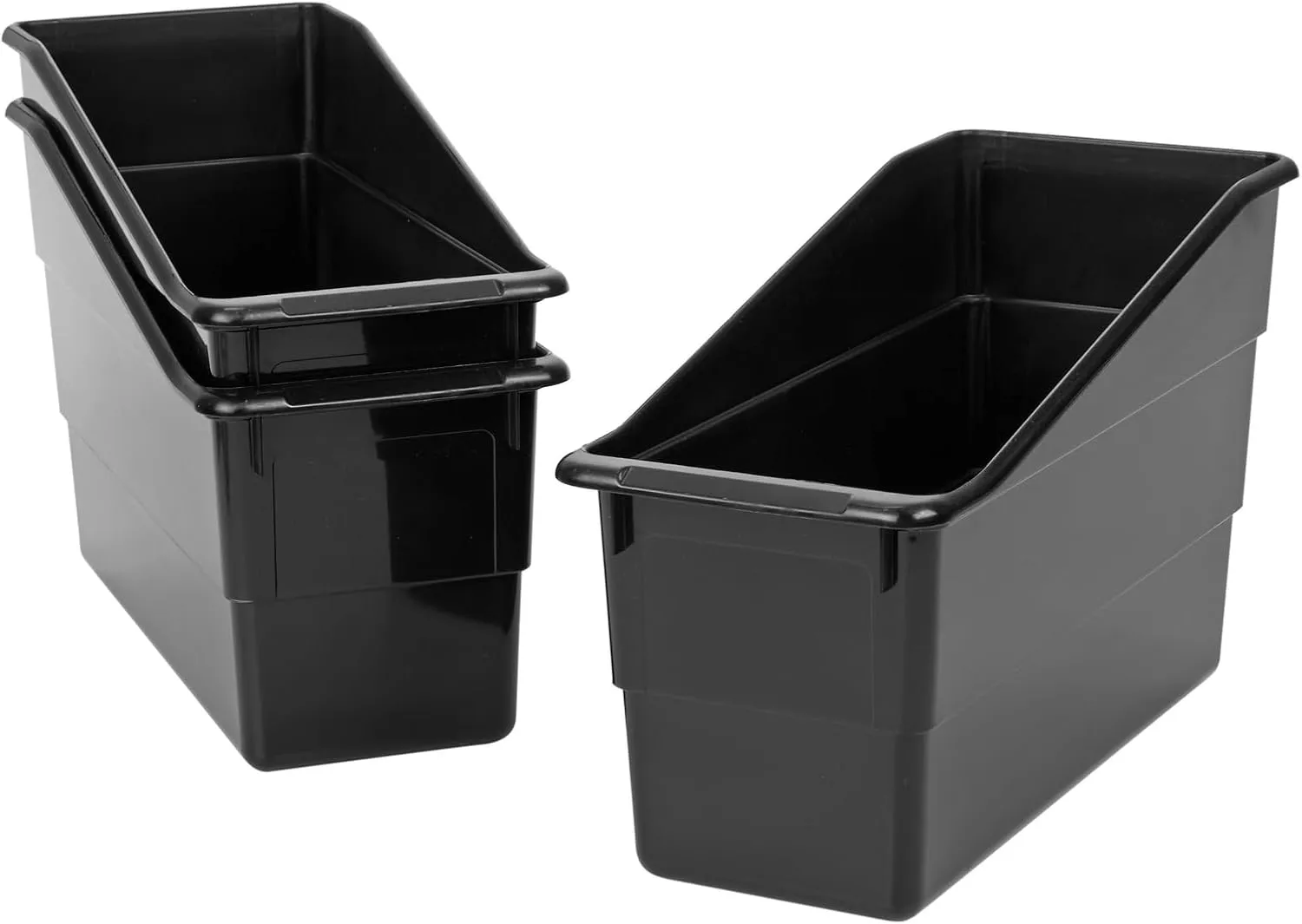Really Good Stuff Book and Binder Storage Bins, Black, Set of 12 Home, Classroom, and Library Organization, Aesthetic Room Decor, School Supplies