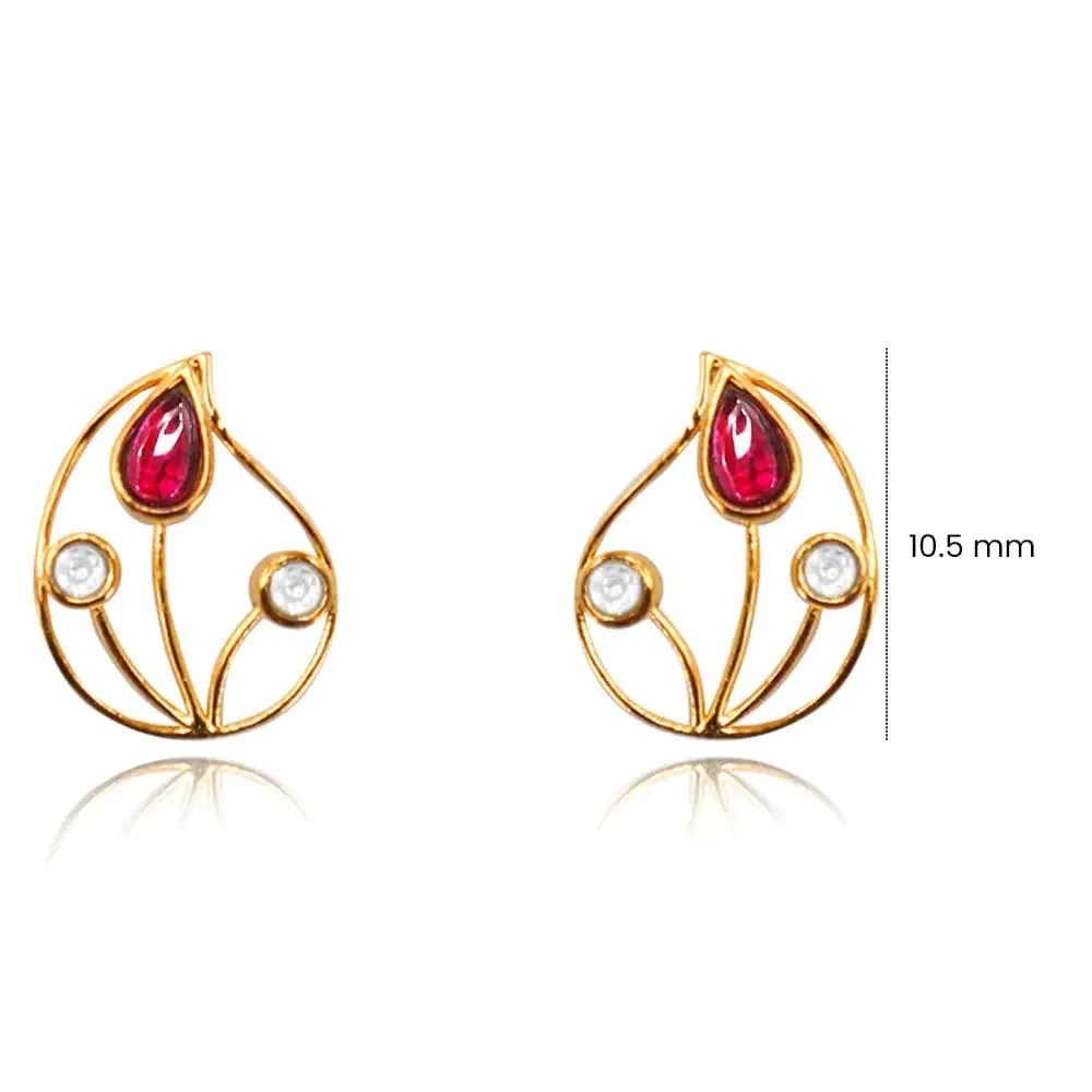 Red & White Silver 92.5 Aam Ras Stud Earring