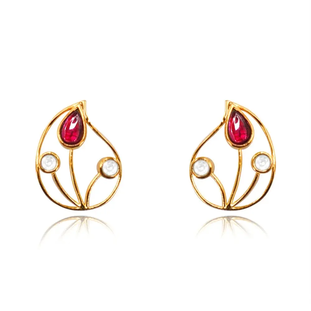 Red & White Silver 92.5 Aam Ras Stud Earring