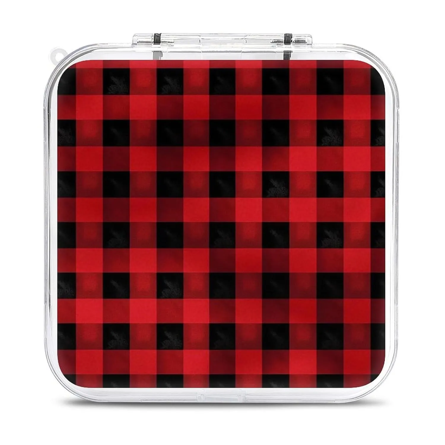 Red Black Buffalo Check Plaid Switch Game Case Switch Game Holder Cartridge Case Storage 12 Games & 2 Micro Sd Card Slots, Travel Carry Cases, Portable Games Card Storage, Hard Shell, Buckle Closure