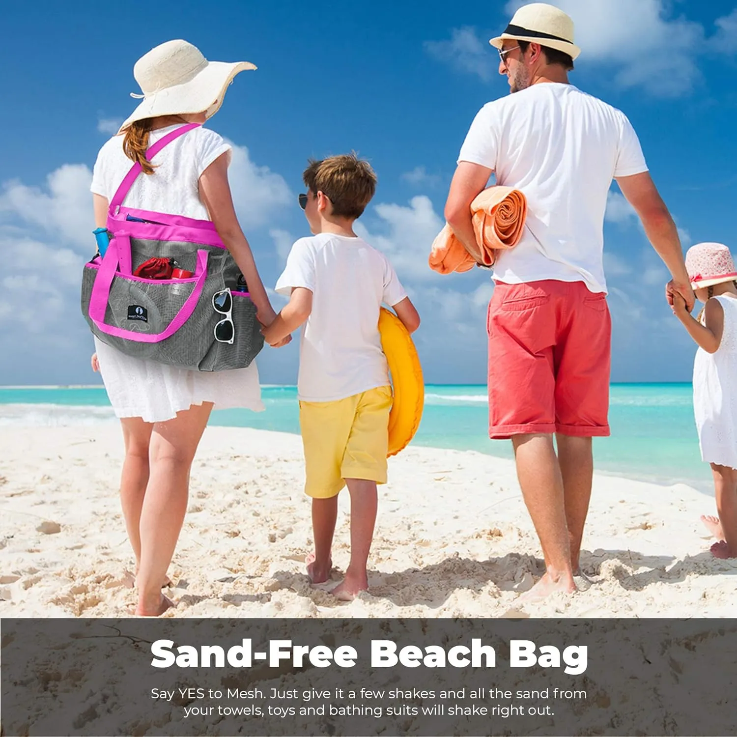 Red Suricata Mesh Beach Bag with Zipper - Extra Large Beach Tote Bag – Pool Bag