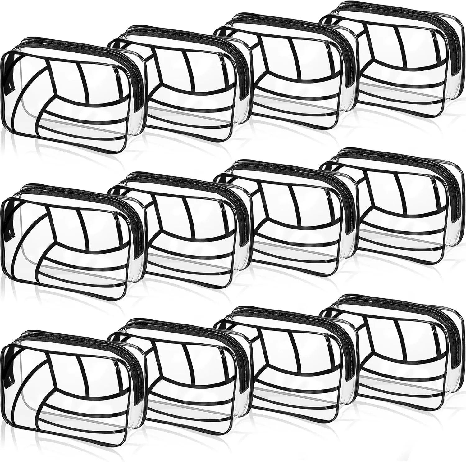 Reginary 12 Pcs Volleyball Team Gifts Cosmetics Bag PVC Clear Portable Makeup Bags Organizer 7 x 4.3 x 2.4 '' Waterproof Sport Zippered Toiletry Carry Pouch for Volleyball Coach Travel Party Supplies