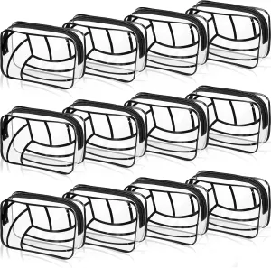 Reginary 12 Pcs Volleyball Team Gifts Cosmetics Bag PVC Clear Portable Makeup Bags Organizer 7 x 4.3 x 2.4 '' Waterproof Sport Zippered Toiletry Carry Pouch for Volleyball Coach Travel Party Supplies