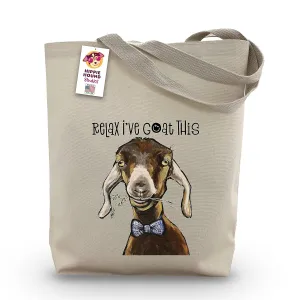Relax I've Goat This Funny Goat Tote Bag - Goat Gifts for Women - Goat Lover Gift - Handmade Totes - Goat Canvas Totes - Cute Goat Reusable Shopping Bag- Shoulder Bag - Grocery Bag - Beach Bag