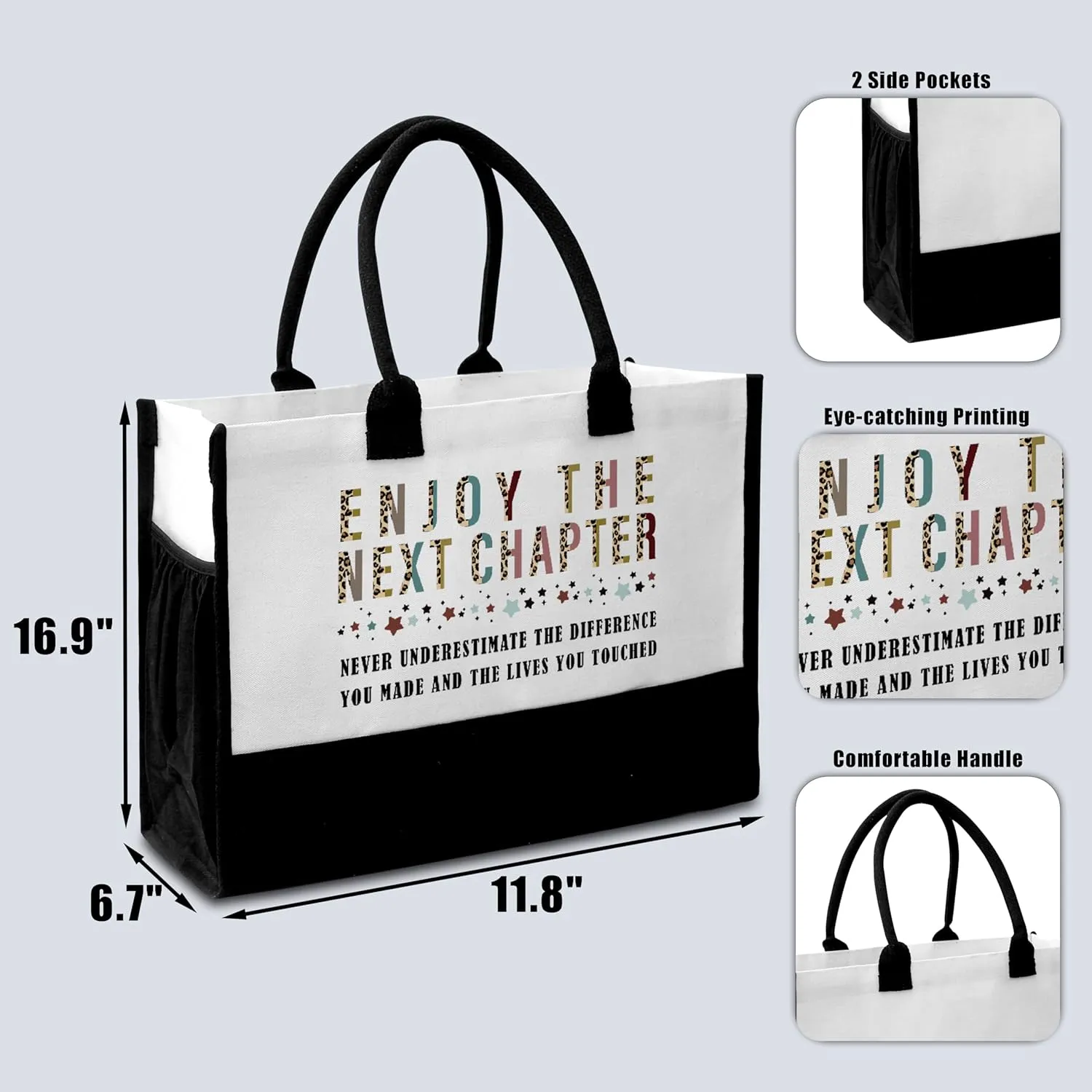 Retirement Birthday Gift Tote Bag with Pockets - A09-A14