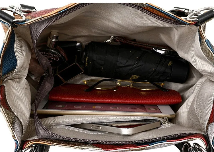 Retro Geometric Pattern Color-matching Shoulder Bag Fashion