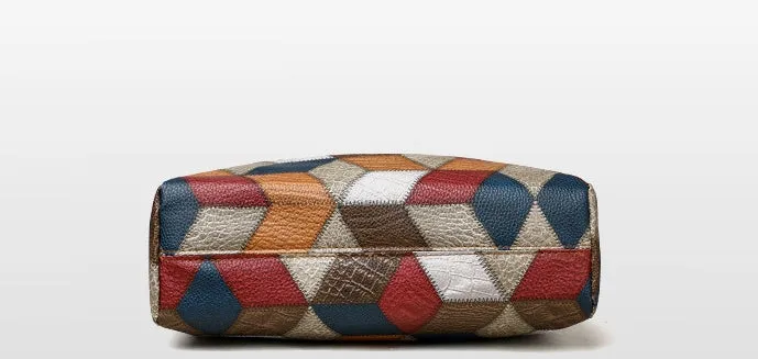 Retro Geometric Pattern Color-matching Shoulder Bag Fashion