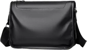 Retro Mens Genuine Leather Shoulder Bags Messenger Bags Crossbody Bags Briefcases Casual Daypacks(Black)