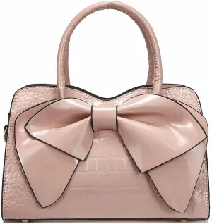 Retro Patent Leather Purse with Bow, 1950s Vintage Satchel Handbag and Clutch for Women Shoulder Tote Bags