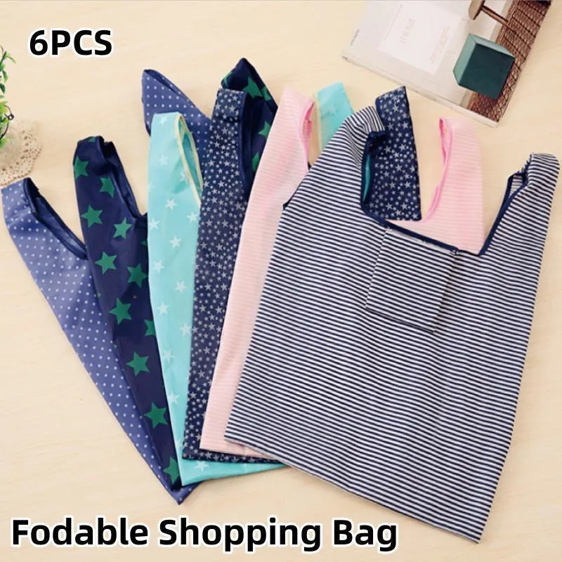 Reusable Foldable Shopping Bags 6PCS 6Styles