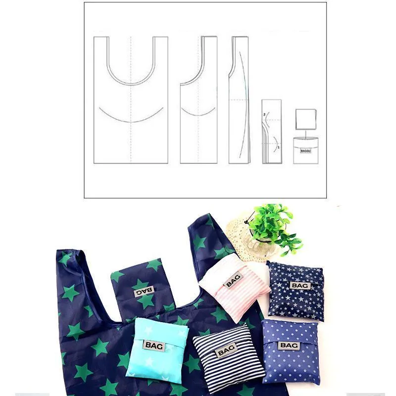 Reusable Foldable Shopping Bags 6PCS 6Styles