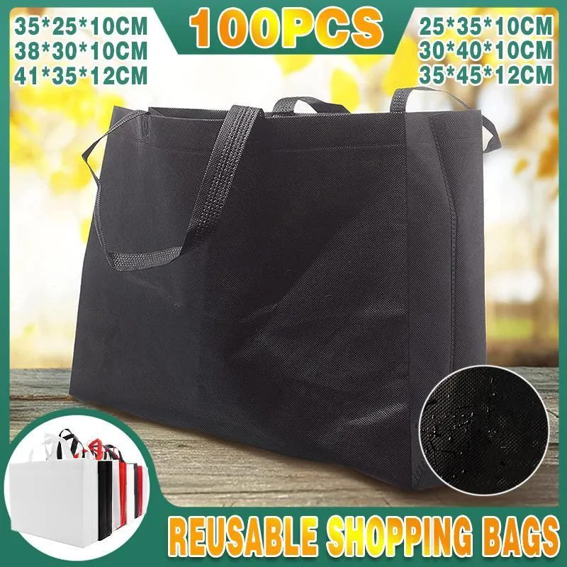 Reusable Shopping Bags 100PCS 6Sizes 3Colours