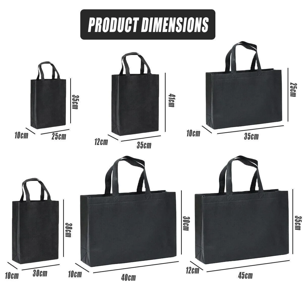 Reusable Shopping Bags 100PCS 6Sizes 3Colours