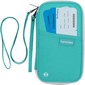 RFID Passport Wallet with Vaccine Card Slot, Family Travel Passport Holder Document Organizer Bag with Wrist & Neck Double Strap