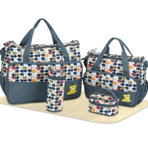 Rivulet Diaper Bag Tote Set 5PCS Diaper Bags for Baby Girl Travel Diaper Tote Multifunctional Diaper Changing Bags Baby Essentials Baby Bags for Mom-Gray