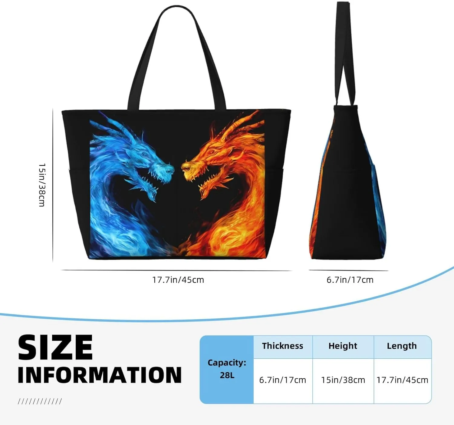 Rock and Roll Skull Skeleton Large Beach Tote Bag with Zipper, Hippie Pool Gym Bags for Women Weekender Travel