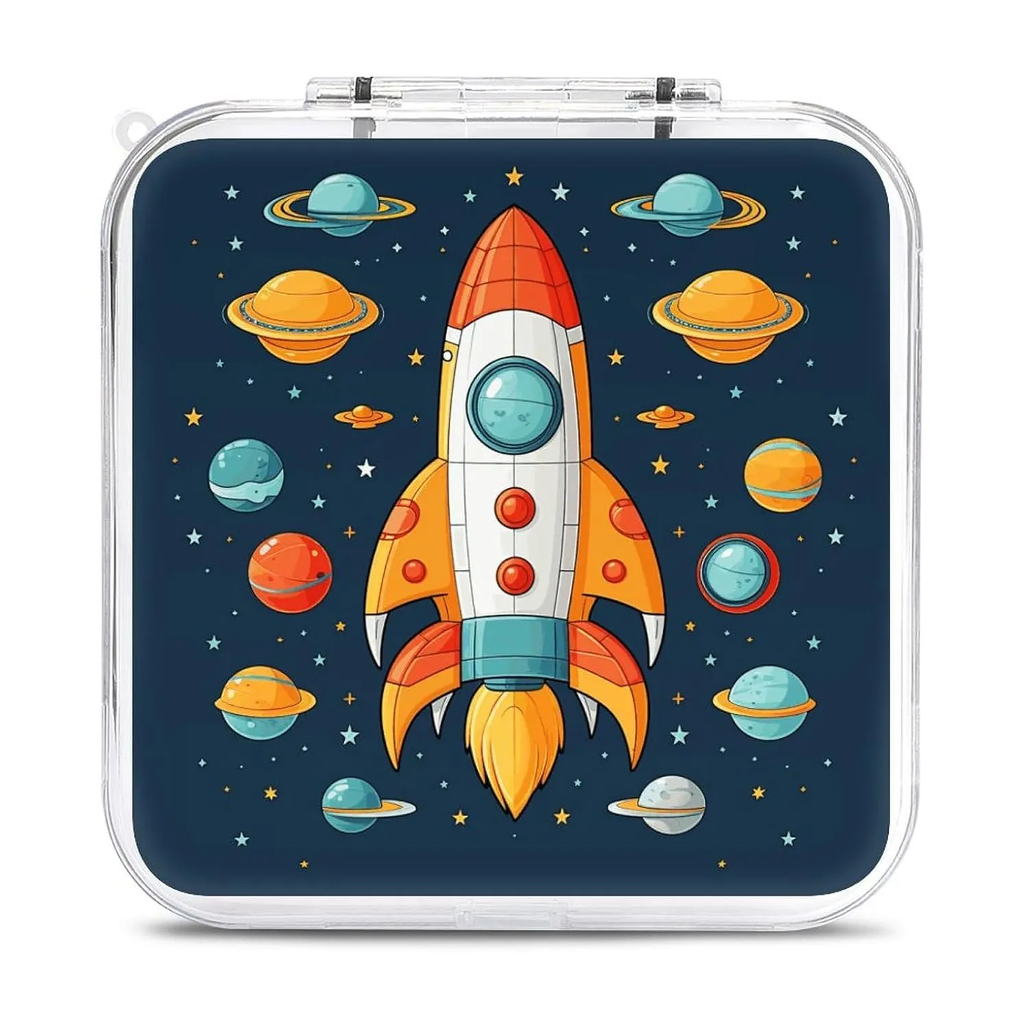 Rocket Clipart Space Ship Switch Game Case Switch Game Holder Cartridge Case Storage 12 Games & 2 Micro Sd Card Slots, Travel Carry Cases, Portable Games Card Storage, Hard Shell, Buckle Closure