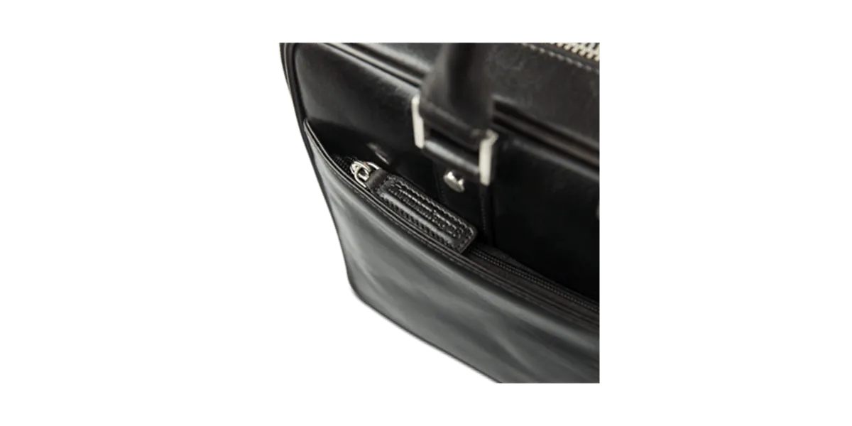 Rosenborg 14" Black Leather Laptop Briefcase