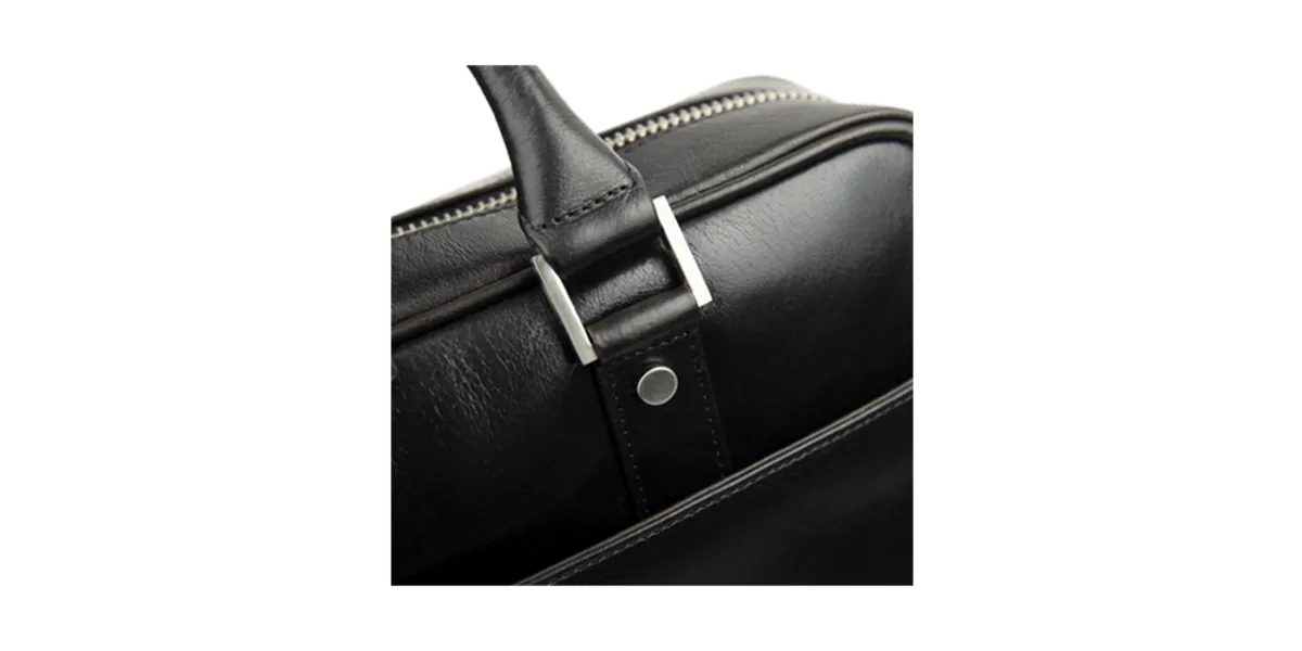 Rosenborg 14" Black Leather Laptop Briefcase