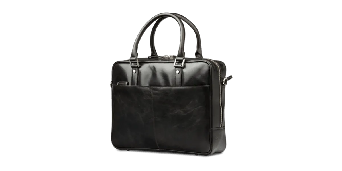 Rosenborg 14" Dark Brown Leather Laptop Briefcase