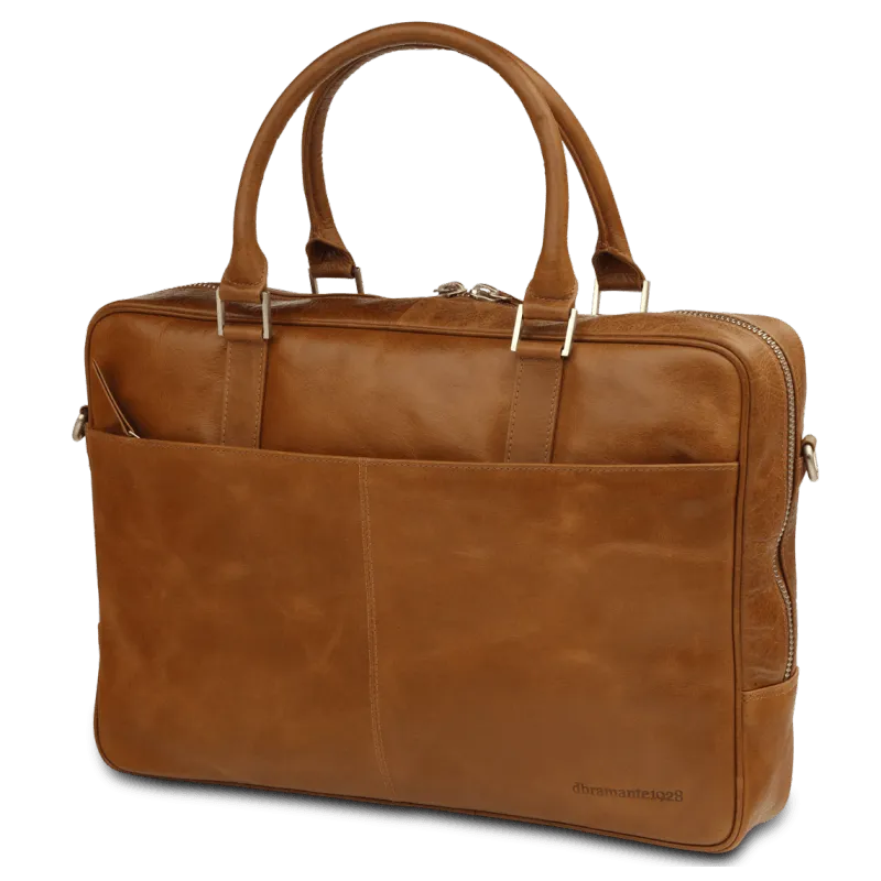 Rosenborg 14" Tan Leather Laptop Briefcase