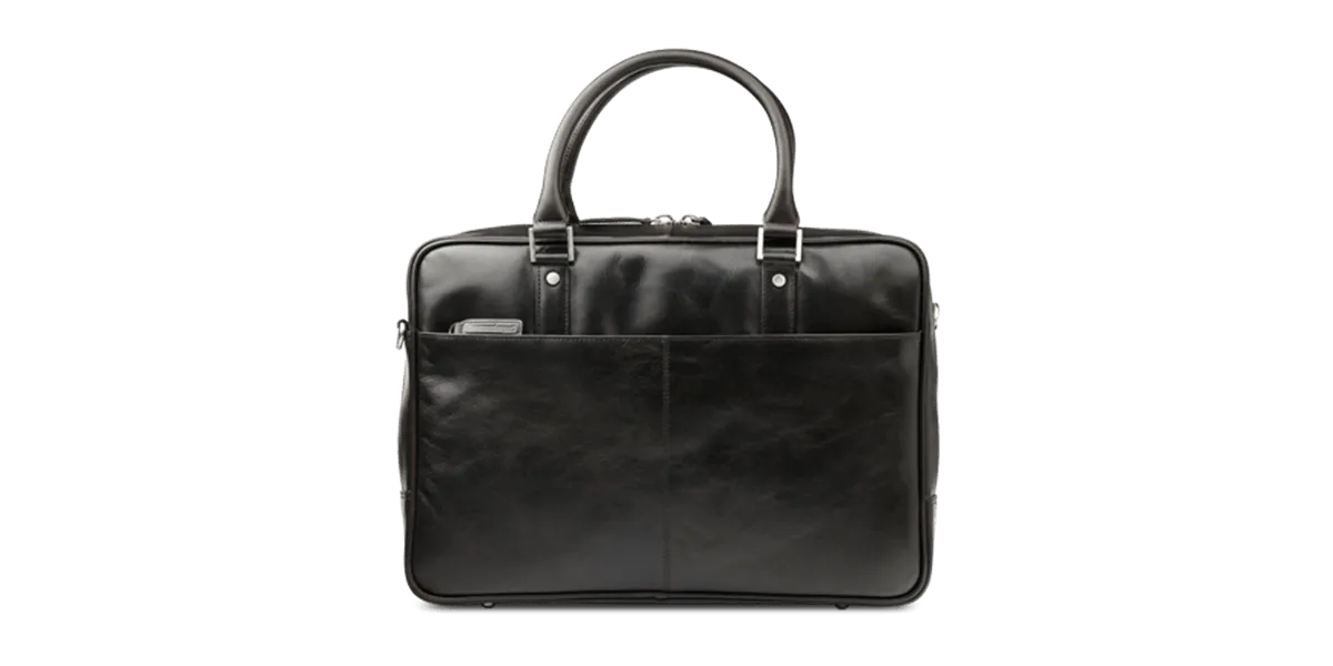 Rosenborg 16" Black Leather Laptop Briefcase
