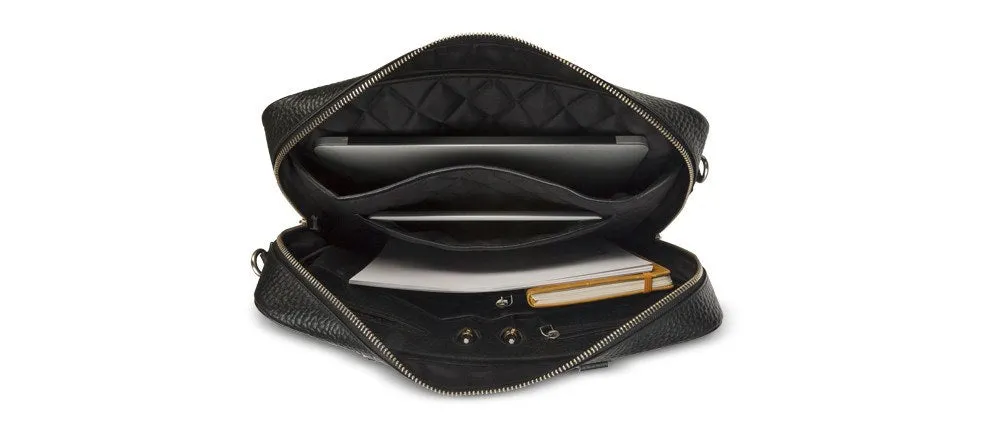 Rosenborg 16" Black Leather Laptop Briefcase