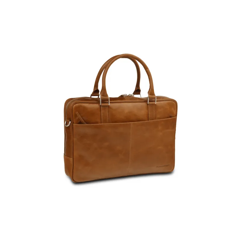Rosenborg 16" Tan Leather Business Laptop Briefcase