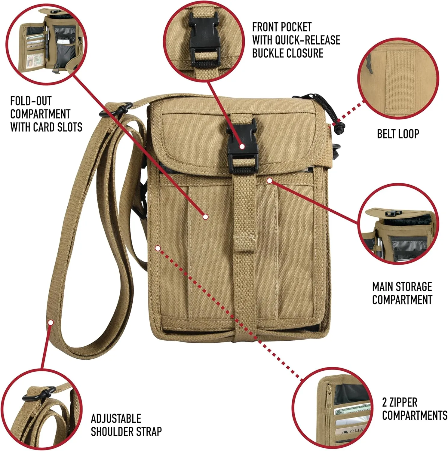 Rothco Canvas Travel Portfolio Crossbody Shoulder Bag