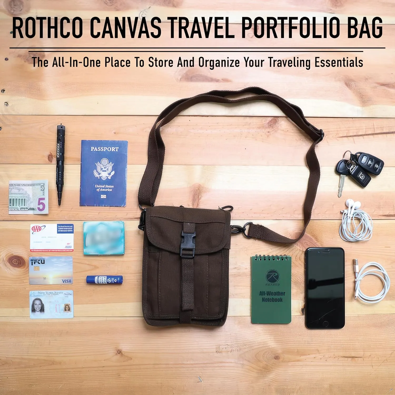 Rothco Canvas Travel Portfolio Crossbody Shoulder Bag