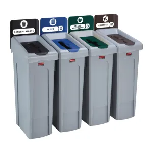 Rubbermaid Slim Jim Four Stream Recycling Station 87Ltr