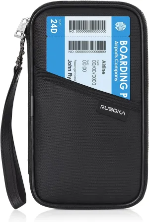 ruboka Fireproof RFID Blocking Passport Holder Wallet, Family Multiple Passport Holder Cover Bag Waterproof, Travel Document Organizer Credit Card Clutch Bag for Men Women