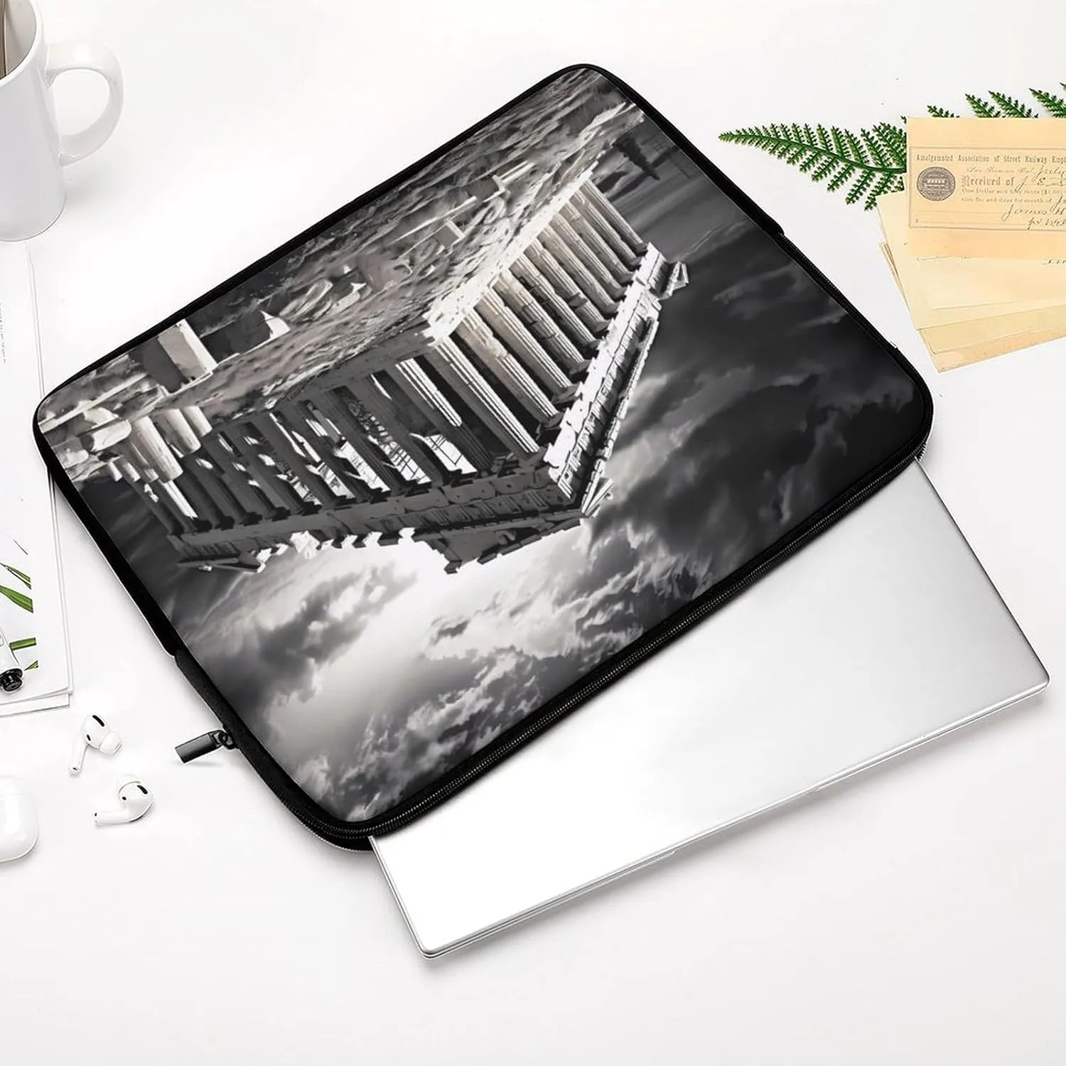 Ruins of A Temple Parthenon Acropolis Athens Greece Printed Laptop Sleeve Case Soft Computer Pocket Briefcase Carrying Bag 10 Inch/12 Inch/ 13 Inch/15 Inch/17 Inch