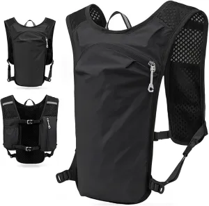 Running Vest Safe Reflective Running Backpack Lightweight ＆ Breathable Marathon Hydration Vest with Pockets ＆ Adjustable Strap for Hiking Camping Marathon Cycling Race