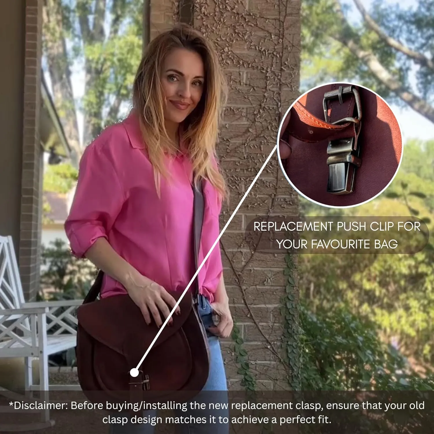 RUSTIC TOWN Leather Bag Replacement Push Clip Clasp Lock - Quick Release Metal Fasteners Buckles for Satchel & Messenger