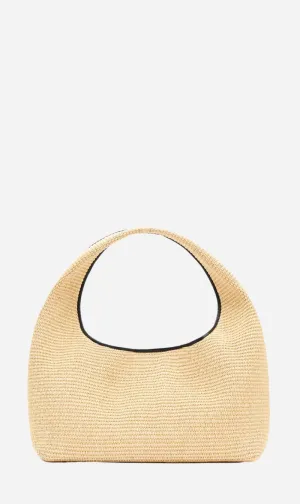 Rylan | Black Hobo Tote - Raffia