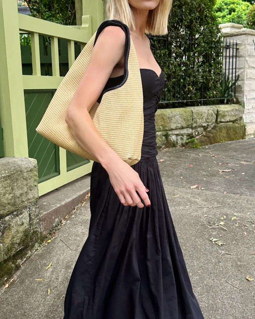Rylan | Black Hobo Tote - Raffia