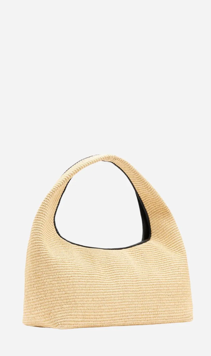 Rylan | Black Hobo Tote - Raffia
