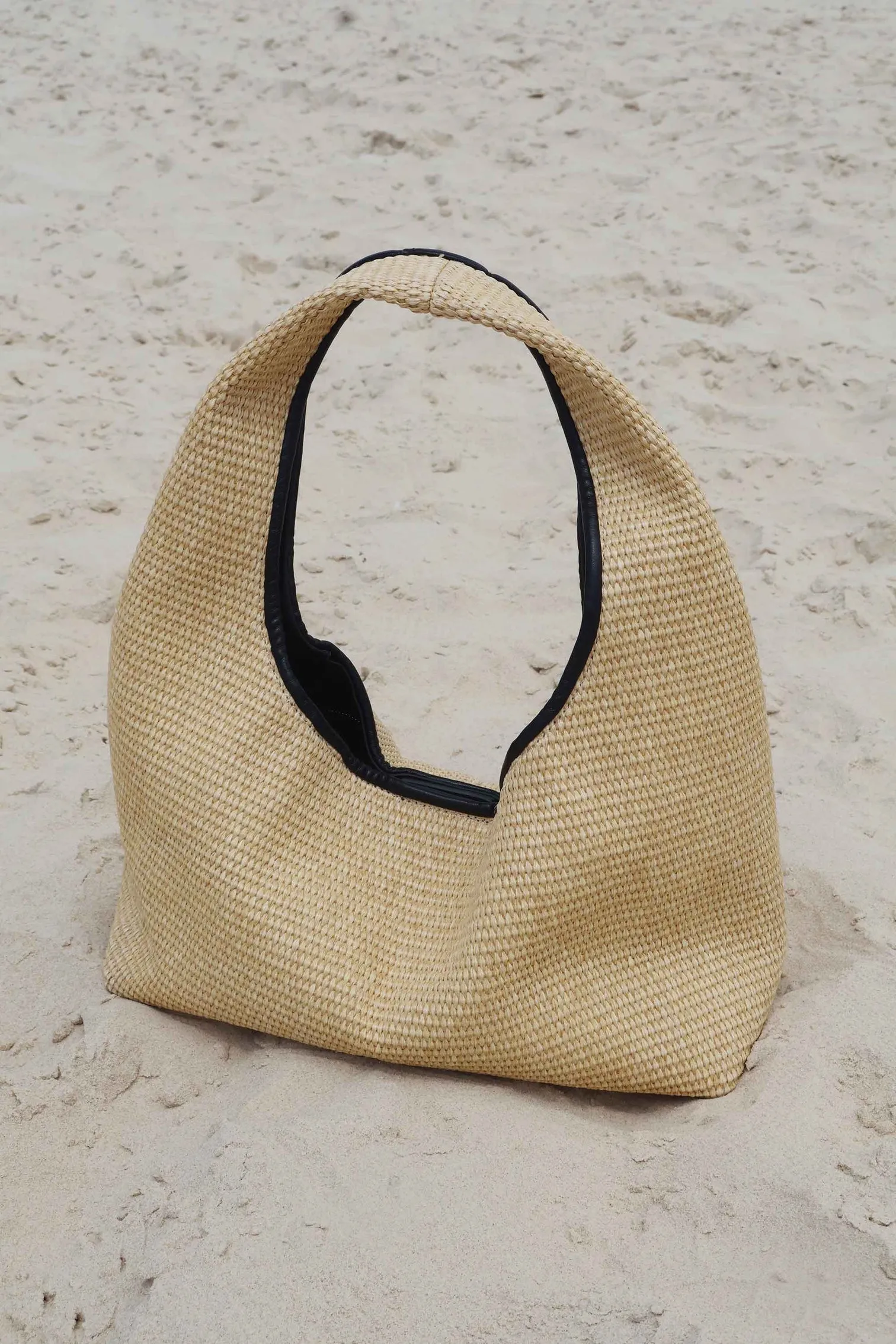 Rylan | Black Hobo Tote - Raffia