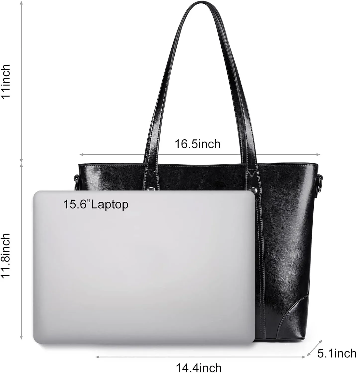 S-ZONE Leather Tote Bag for Women Office Shoulder Handbag 15.6 Inch Work Laptop Briefcase