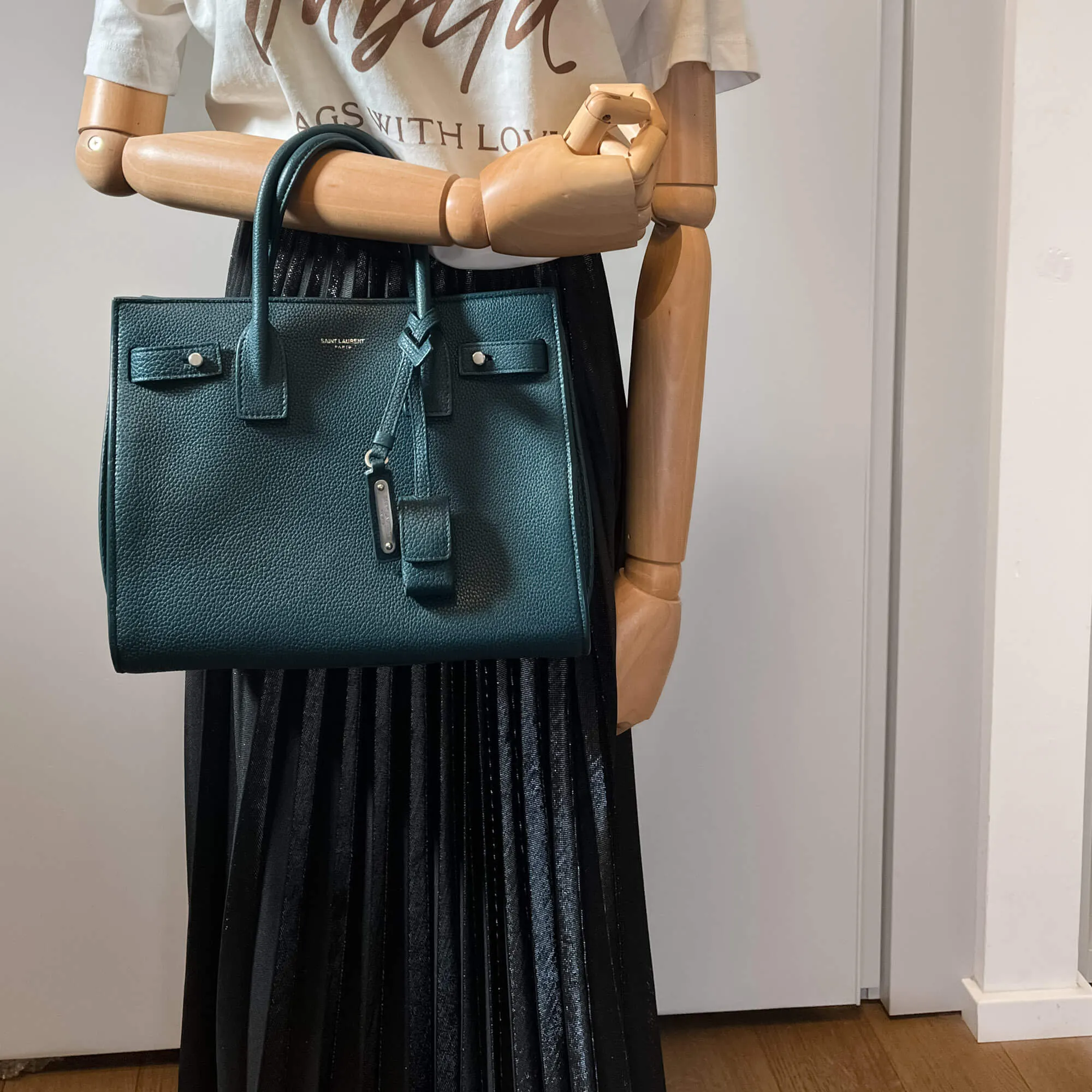 Sac de Jour Baby Leather Dark Green 2-Way Tote