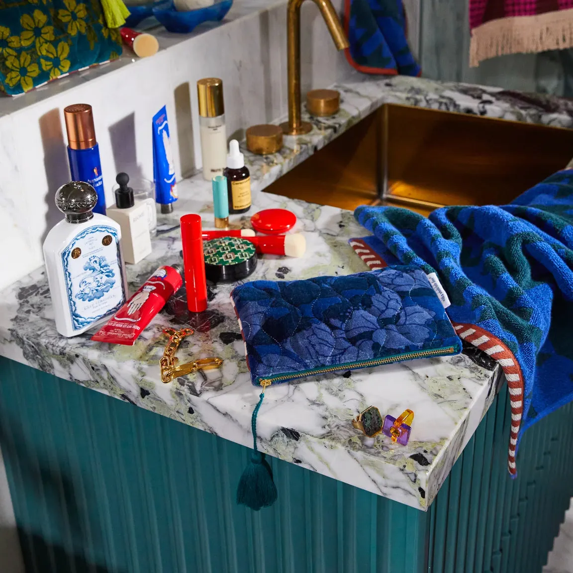 Sage & Clare - Bernanda Velvet Pouch (Lapis)
