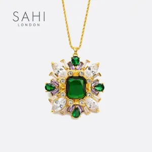 Sahi London - Green Zircon Crystal Pendant Necklace