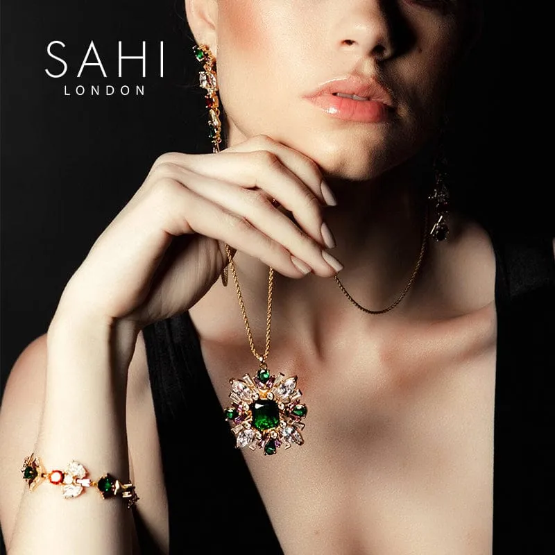 Sahi London - Green Zircon Crystal Pendant Necklace