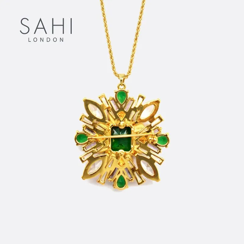 Sahi London - Green Zircon Crystal Pendant Necklace