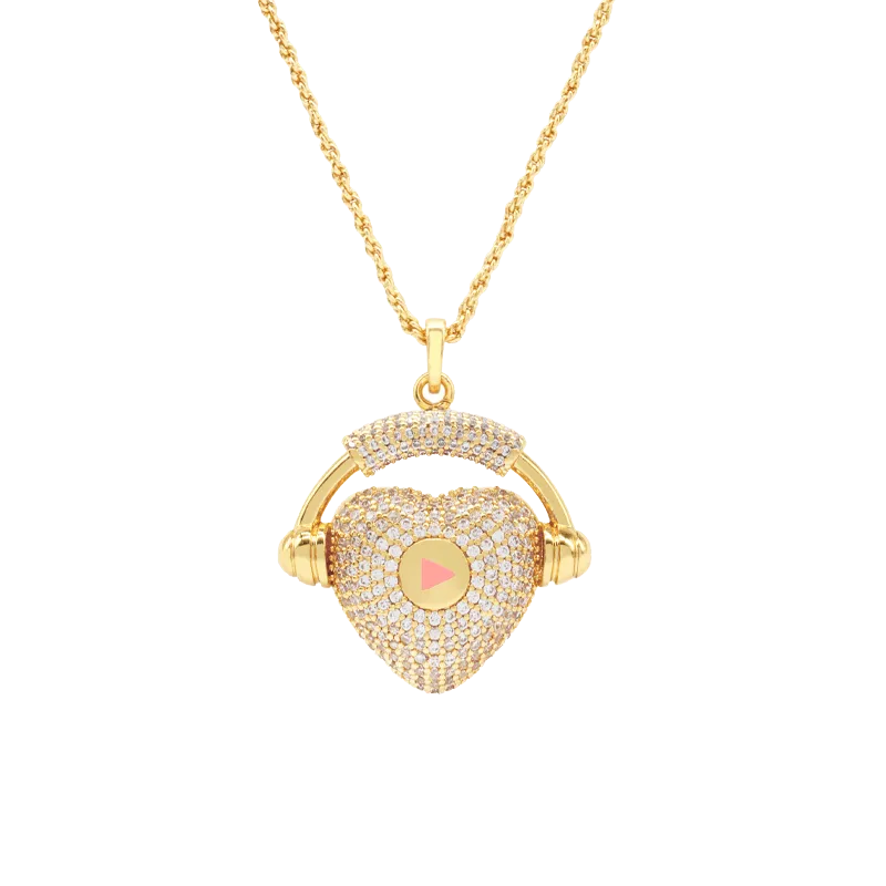 Sahi London - Love Heart & Headphone Pendant Necklace