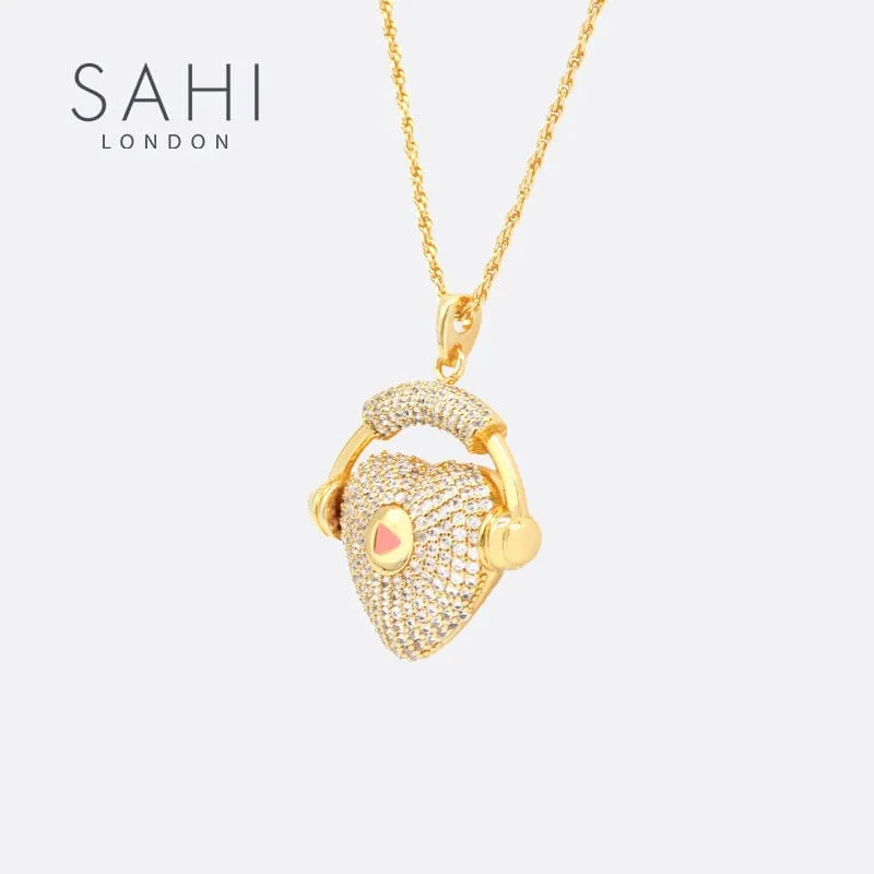 Sahi London - Love Heart & Headphone Pendant Necklace