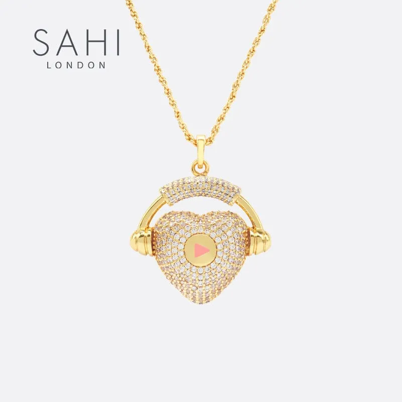 Sahi London - Love Heart & Headphone Pendant Necklace
